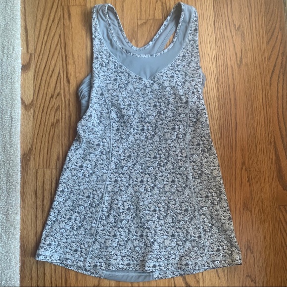 Lululemon Grey Floral Turbo Tank - Picture 1 of 5